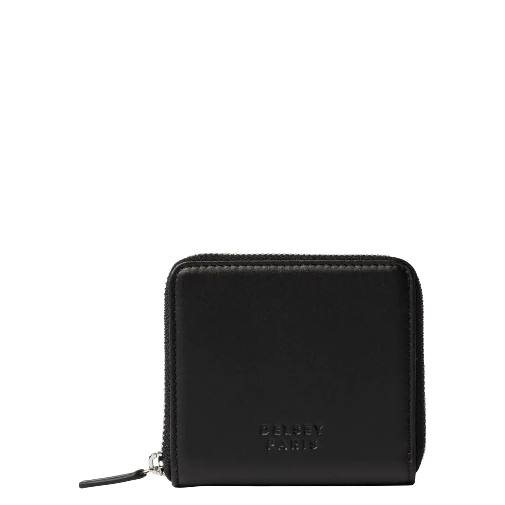 Portefeuille zip en cuir lisse